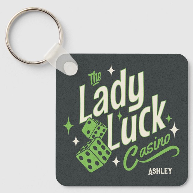 Personalised The Lady Luck Casino Key Ring (Front)