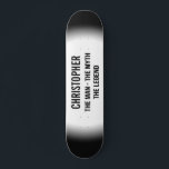 Personalised The Man Black White Urban Monogram Skateboard<br><div class="desc">Let everyone know who the man of the street,  man can or office is with this epic urban deck. Personalised with name and typographic style quote "The Man - The Myth - The Legend. Urban style street art in classic black and white colours.</div>