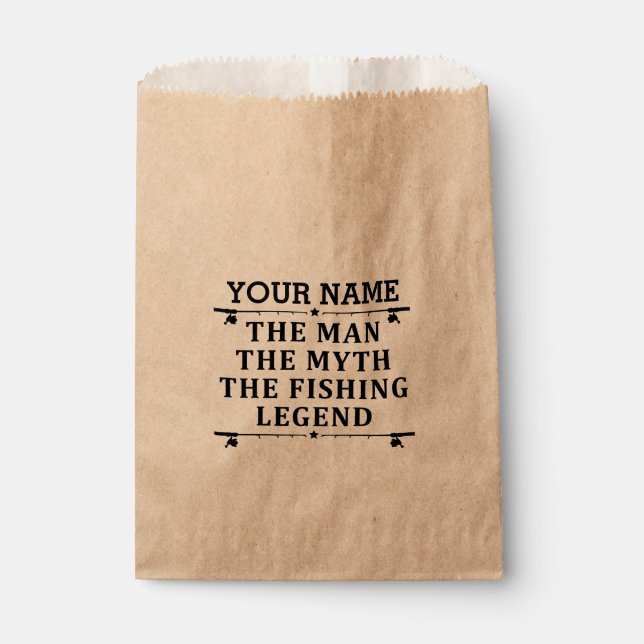 Personalised The Man The Myth The Fishing Legend Favour Bags (Front)