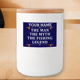 Personalised The Man The Myth The Fishing Legend Food Label