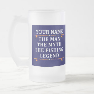 Personalised The Man The Myth The Fishing Legend Frosted Glass Beer Mug
