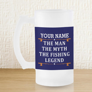 Personalised The Man The Myth The Fishing Legend Frosted Glass Beer Mug