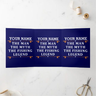 Personalised The Man The Myth The Fishing Legend Tri-Fold Card