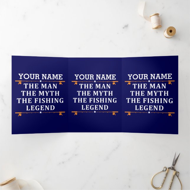 Personalised The Man The Myth The Fishing Legend Tri-Fold Card (Inside)