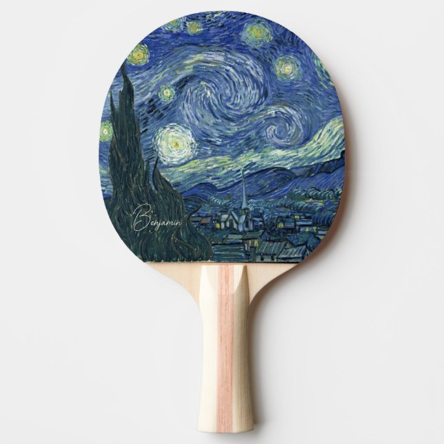Personalised-The Starry Night-Vincent van Gogh Ping Pong Paddle (Front)