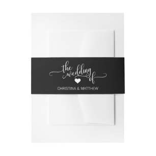 Personalised The Wedding of Black White Wedding Invitation Belly Band