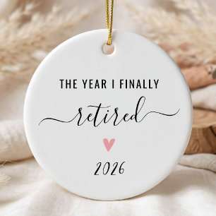 Personalised The Year I Finally Retired Ceramic Tree Decoration