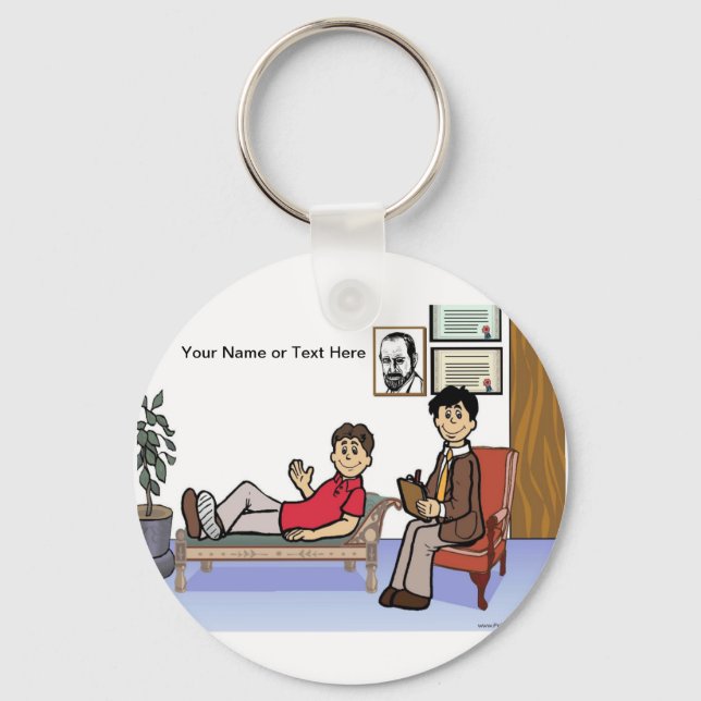 Personalised Therapist, Counsellor - Male Cartoon  Key Ring (Front)