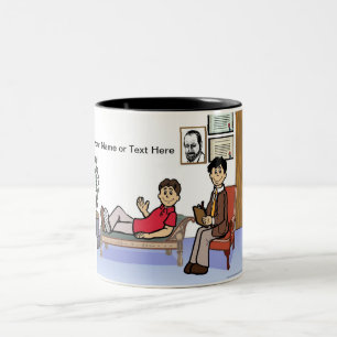 Personalised Therapist, Counsellor - Male Cartoon Two-Tone Coffee Mug