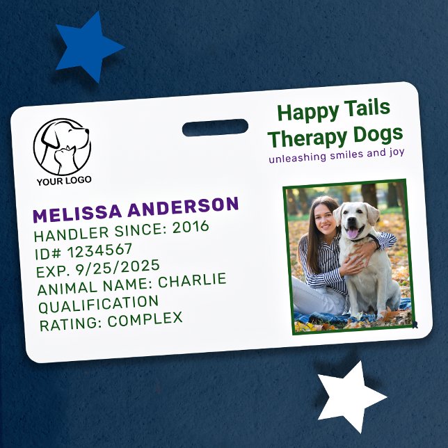 Personalised Therapy Animal Dog Photo ID Badge (Creator Uploaded)