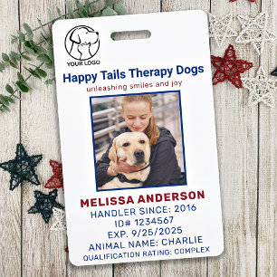 Personalised Therapy Dog Animal Photo ID Badge