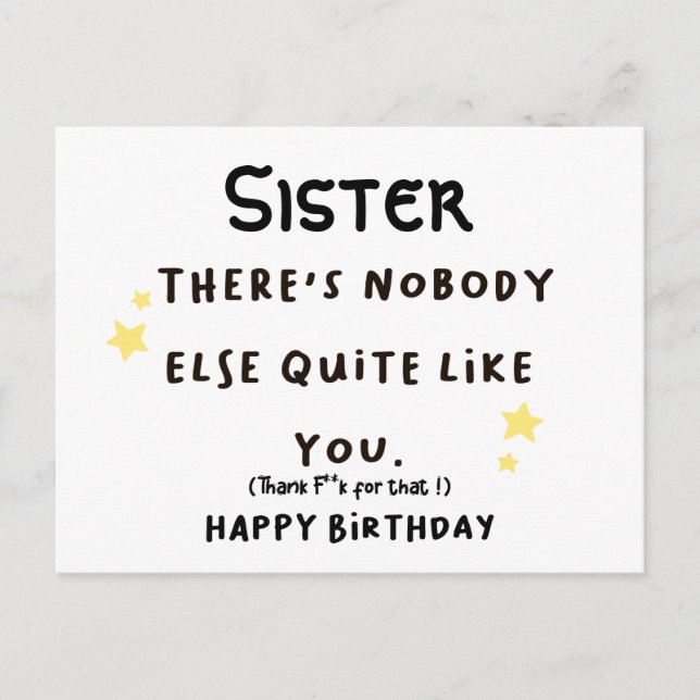Personalised , There's Nobody Quite Like You gift Postcard (Front)
