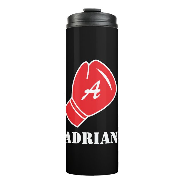 Personalised Thermal Tumbler with red boxing glove (Front)