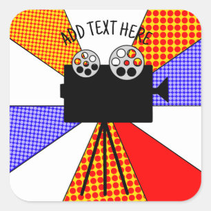 Personalised these Retro Pop Art Movie Projector   Square Sticker