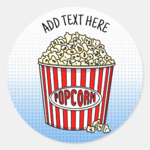 Personalised these Retro Pop Art Popcorn    Classic Round Sticker