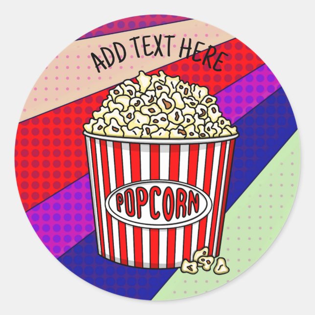 Personalised these Retro Pop Art Popcorn      Classic Round Sticker (Front)