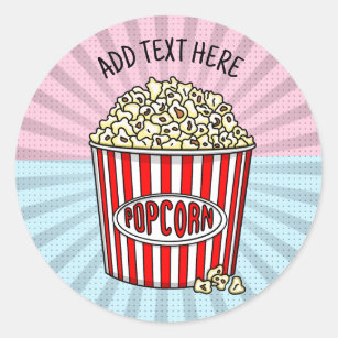 Personalised these Retro Pop Art Popcorn      Classic Round Sticker