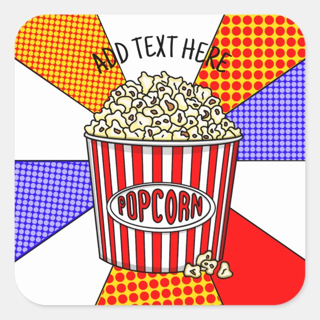 Personalised these Retro Pop Art Popcorn    Square Sticker (Front)