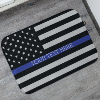 Personalised Thin Blue Line American Flag Bath Mat