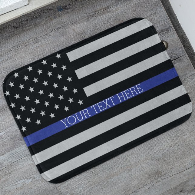 Personalised Thin Blue Line American Flag Bath Mat (Creator Uploaded)