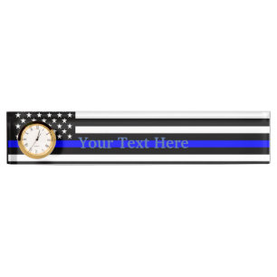 Personalised Thin Blue Line American Flag Display Nameplate