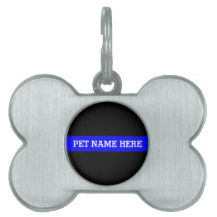 Personalised Thin Blue Line American Flag Pet Name Tag
