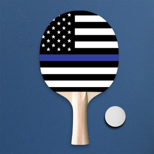 Personalised Thin Blue Line American Flag Ping Pong Paddle