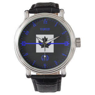 Personalised Thin Blue Line Dial on Canadian Flag Watch