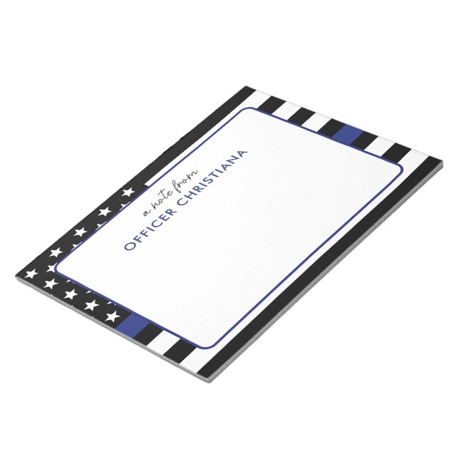 Personalised Thin Blue Line Flag Police Officer Notepad (Angled)