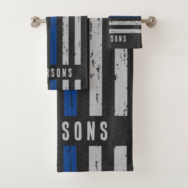 Personalised Thin Blue Line Police      Bath Towel Set (Insitu)