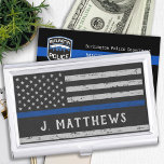 Personalised Thin Blue Line Police Business Card Holder<br><div class="desc">Thin Blue Line Business Card Case - American flag in Police Flag colours, distressed design . Personalise with police officers name. This personalised police business card holder is perfect for police and law enforcement departments, a wonderful gift for a police retirement, or law enforcement graduation. COPYRIGHT © 2020 Judy Burrows,...</div>