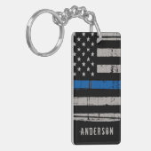Personalised Thin Blue Line Police Key Ring (Front Left)