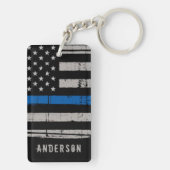 Personalised Thin Blue Line Police Key Ring (Back)