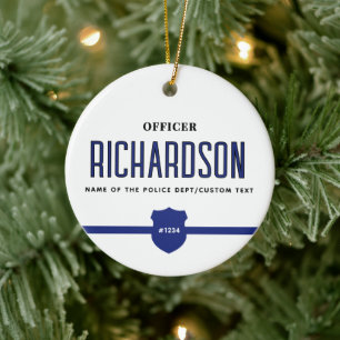 Personalised Thin Blue Line Police Officer Ceramic Tree Decoration