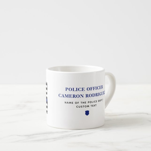 Personalised Thin Blue Line Police Officer Flag Espresso Cup (Front Right)