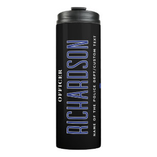 Personalised Thin Blue Line Police Officer Flag Thermal Tumbler