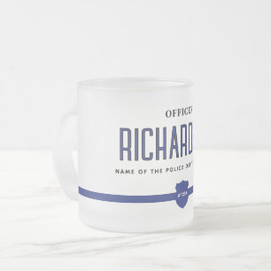 Personalised Thin Blue Line Police Officer Frosted Glass Coffee Mug