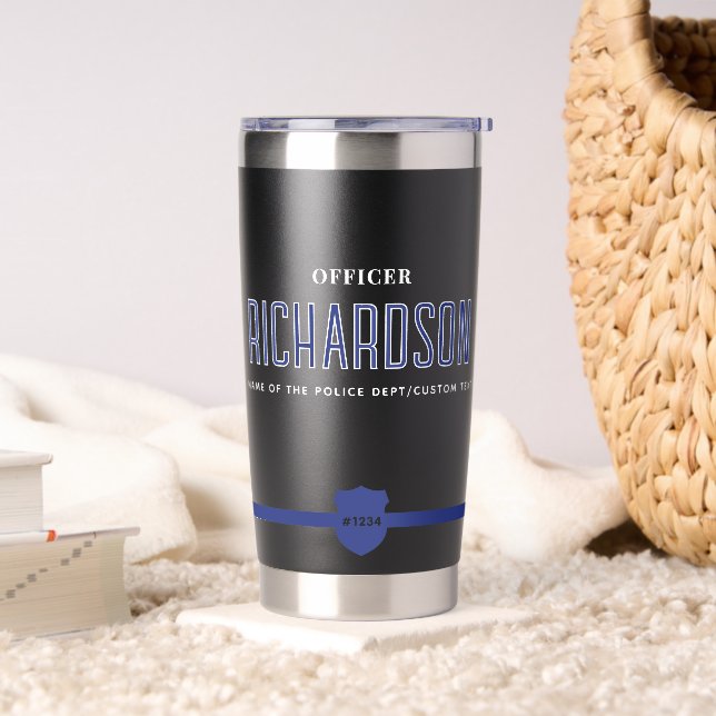 Personalised Thin Blue Line Police Officer Insulated Tumbler (Living Room)