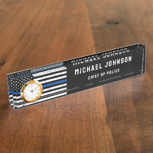 Personalised Thin Blue Line Police Officer Nameplate