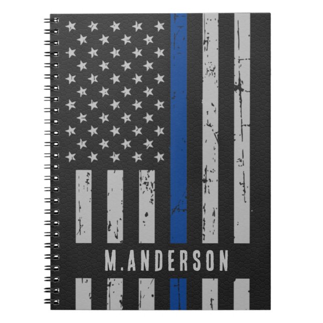Personalised Thin Blue Line Police Officer Notebook (Front)