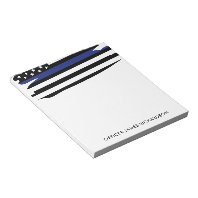 Personalised Thin Blue Line Police Officer Notepad (Angled)