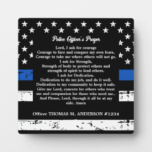 Personalised Thin Blue Line Police Officer Prayer Plaque