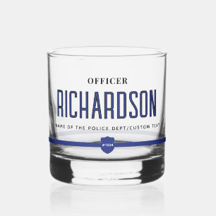 Personalised Thin Blue Line Police Officer Whiskey Glass
