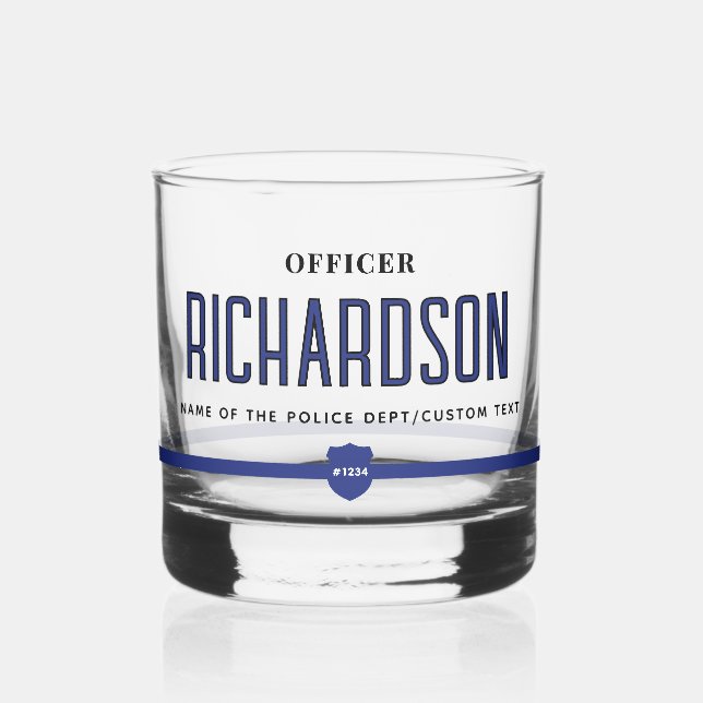 Personalised Thin Blue Line Police Officer Whiskey Glass (Left)