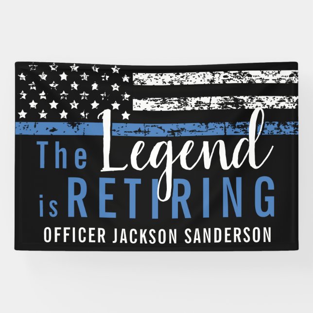  Personalised Thin Blue Line Police Retirement Banner (Horizontal)