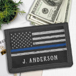 Personalised Thin Blue Line Police Trifold Wallet<br><div class="desc">Thin Blue Line Wallet - American flag in Police Flag colours, distressed design . Personalise with police officer name. This personalised police wallet is perfect for police and law enforcement families and all those who support them. A wonderful police retirement or law enforcement graduation gift. COPYRIGHT © 2020 Judy Burrows,...</div>