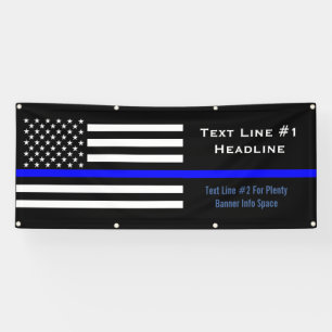 Personalised Thin Blue Line US Flag Handy Display Banner
