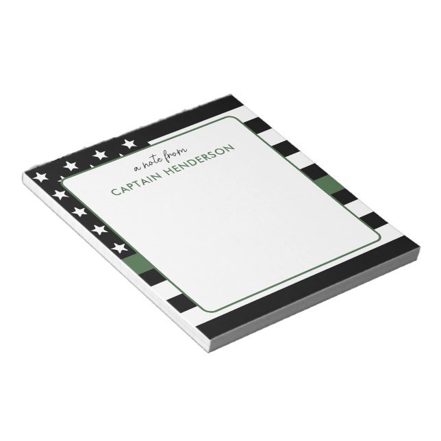 Personalised Thin Green Line Flag Military Notepad (Angled)
