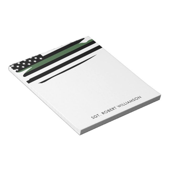 Personalised Thin Green Line Military Notepad (Angled)