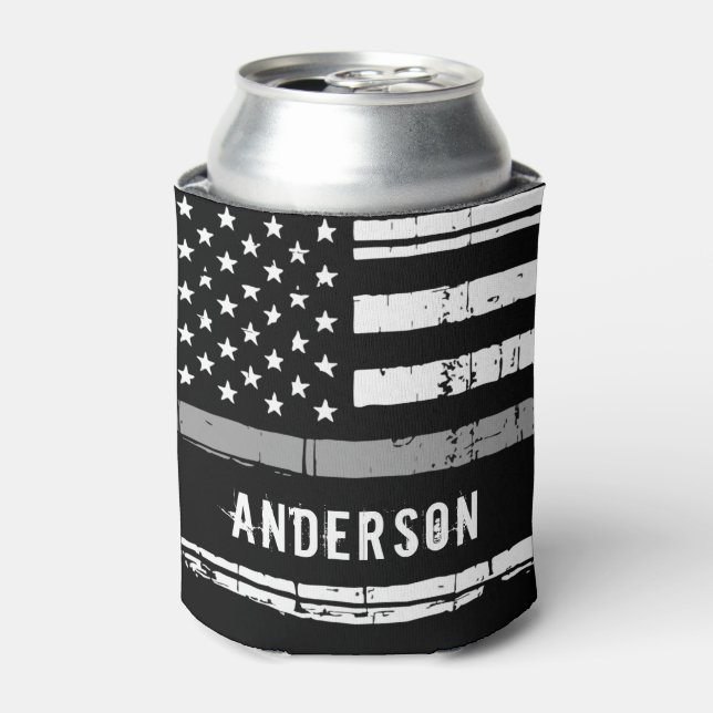 Personalised Thin Grey Line Correctional Officer Can Cooler (Can Front)